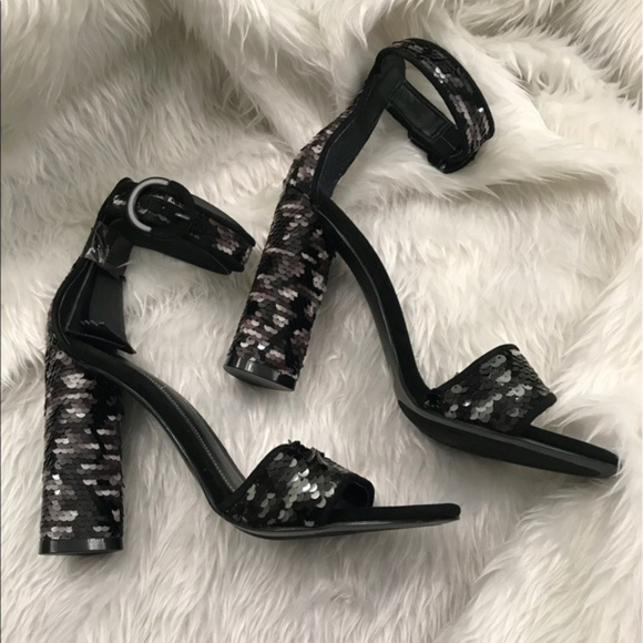 Kendall Kylie Sequin Black Heels Nwob